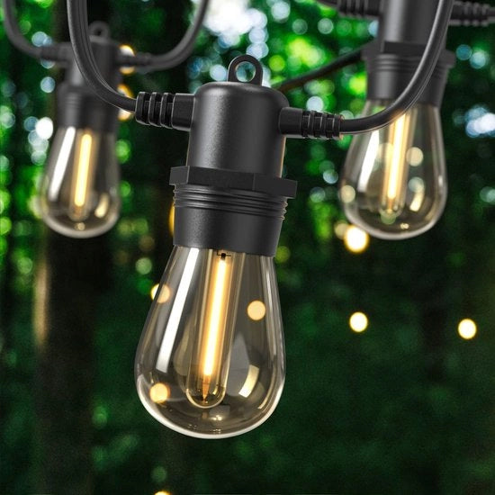Sostituzione a LED per esterno, catena di luce esterna espandibile con 30+2 palline LED S14, IP65 impermeabile, catena di luce per esterno per giardino, terrazza, decorazione esterna, bianco caldo, modello 31M/102FT