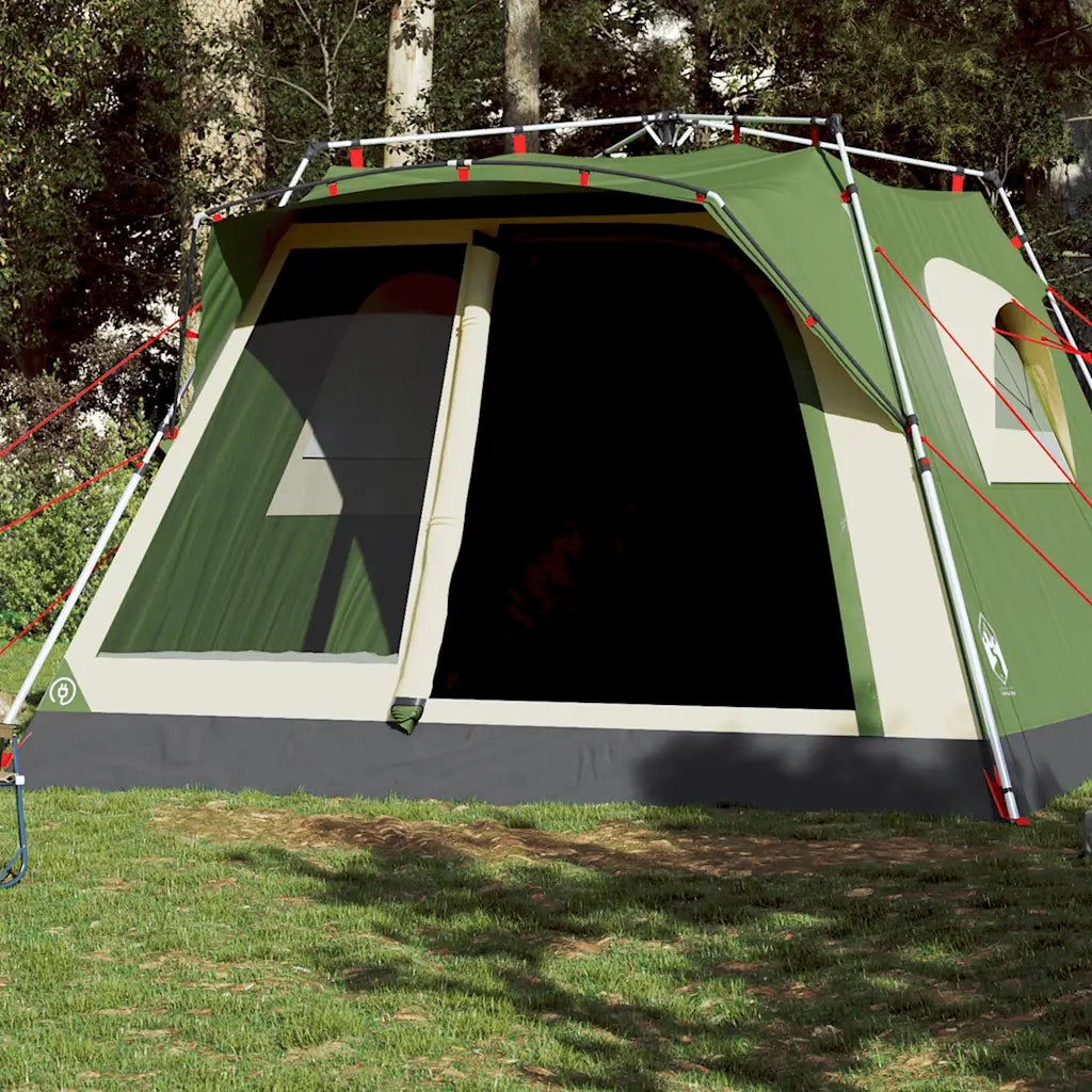 Tenda Familiare Cabina 7 Persone-Tenda da campeggio Verde a Rilascio Rapido