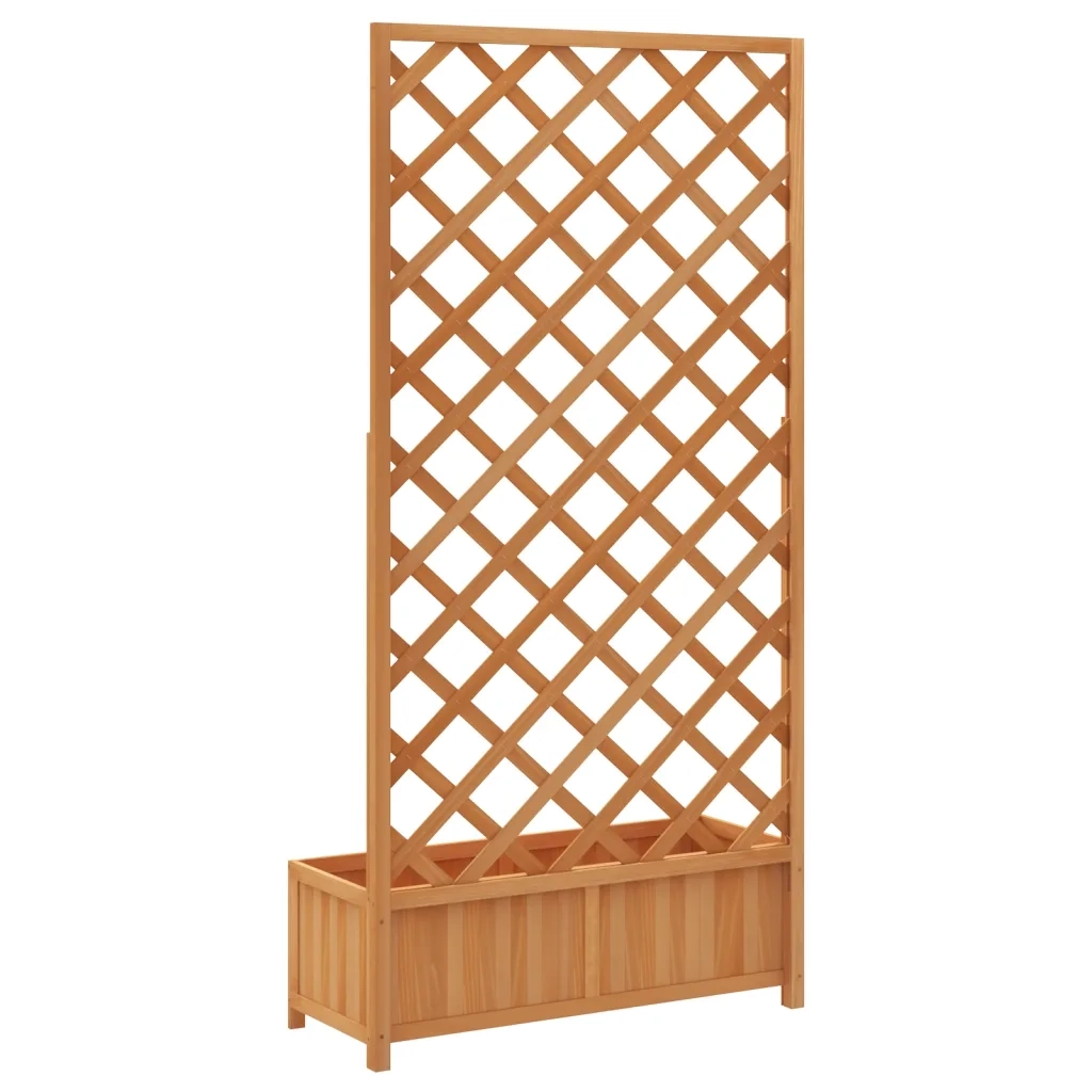 Fioriera con Traliccio Marrone 90x35x180 cm in Massello di Abete 365479