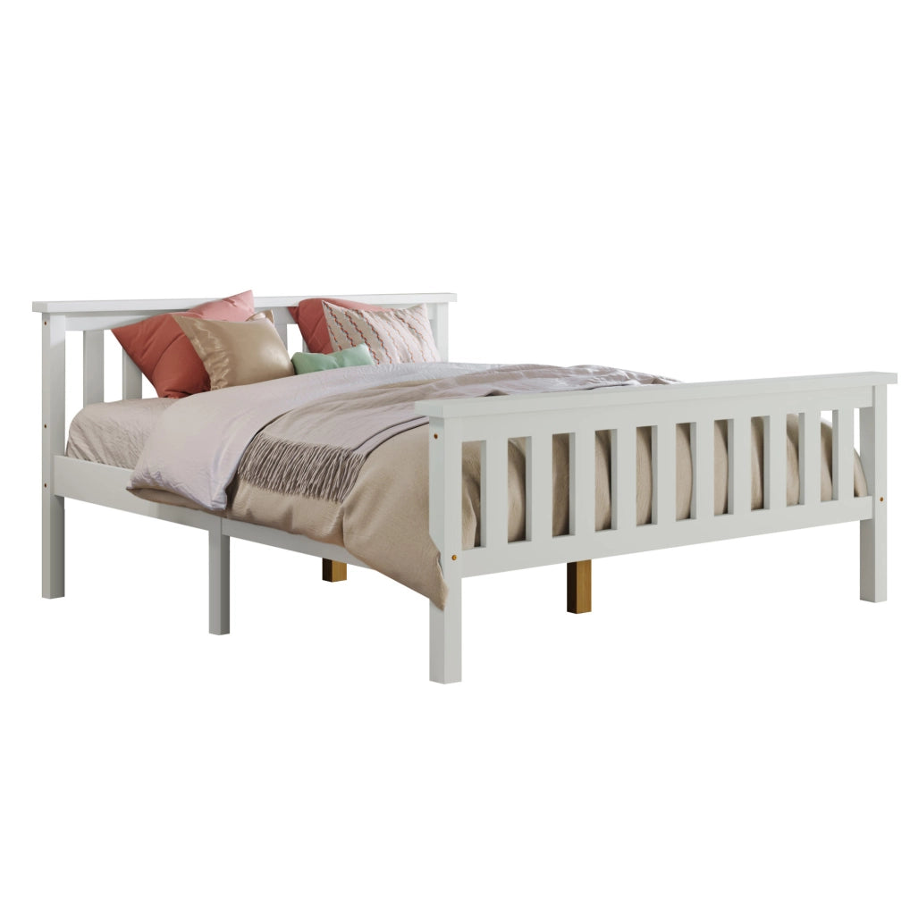 Letto matrimoniale 140x200 cm; doghe rinforzate; legno; bianco (Senza materasso)