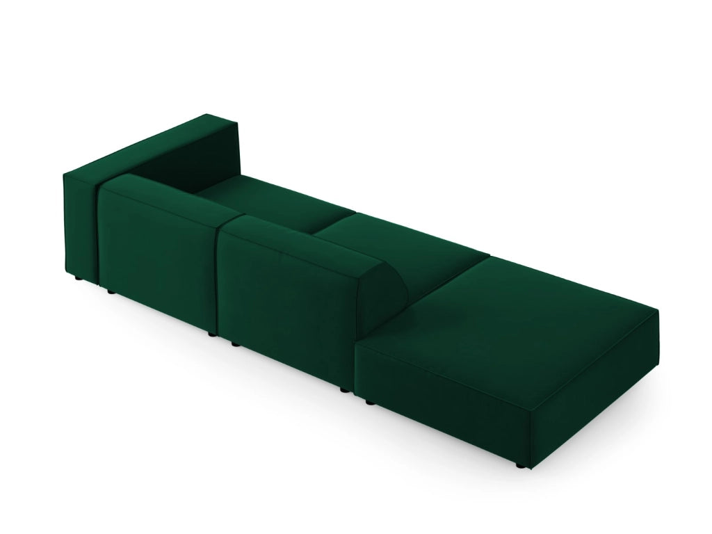Cosmopolitan Design - Divano sinistro "Arendal" 4 posti in velluto verde bottiglia 
