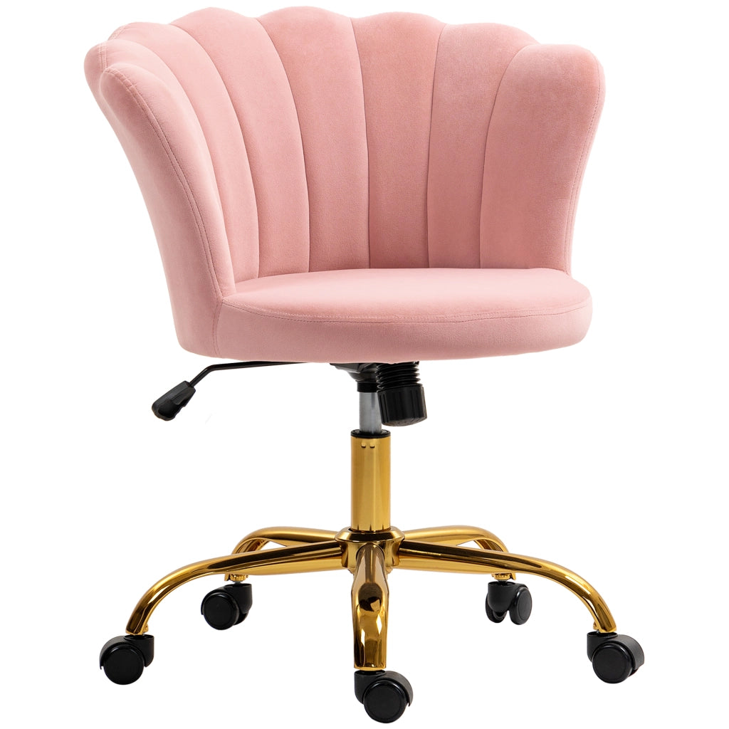 Sedia da ufficio in velluto con schienale a petalo, regolabile in altezza ¨C zephmum ¨C rosa, 69x64x80-90 cm
