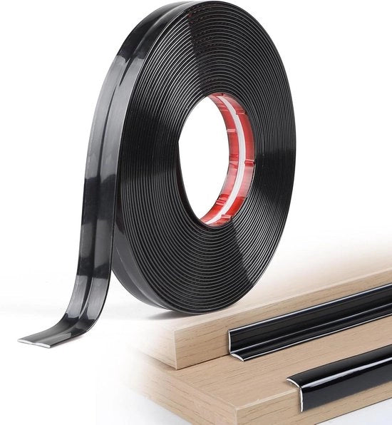 Decorazione Moulding Flexibile Autoadesivo 2 cm x 10 m - Nero Lucido - Per Porta, Finestra e Soglia