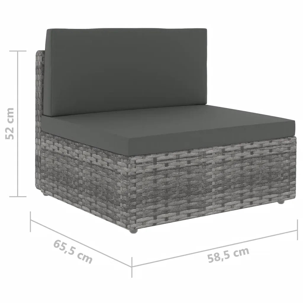 Set Divani da Giardino 9 pz con Cuscini in Polyrattan Grigio cod mxl 53439