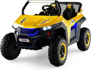 12V Auto Elettrico per Bambini, Macchina Fuoristrada a 2 Posti, Macchina Elettrica con Luci Suoni, Regalo per Bambini 3-8 Anni, 118x74x71 cm (Giallo)