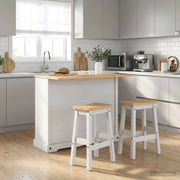 Set isola da cucina 3 pz Bianco e Cera di Miele Pino Massello 3425401