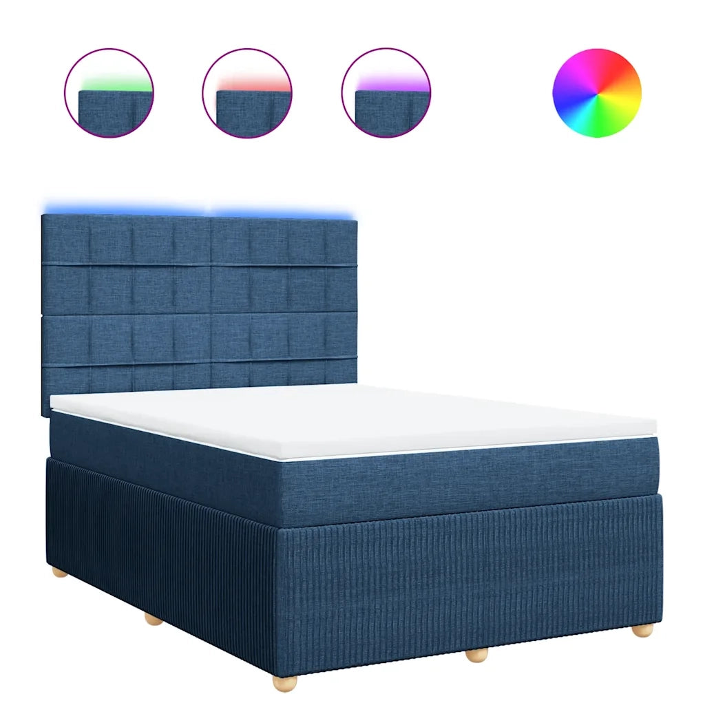 vidaXL Giroletto a Molle con Materasso Blu 140x200 cm in Tessuto
