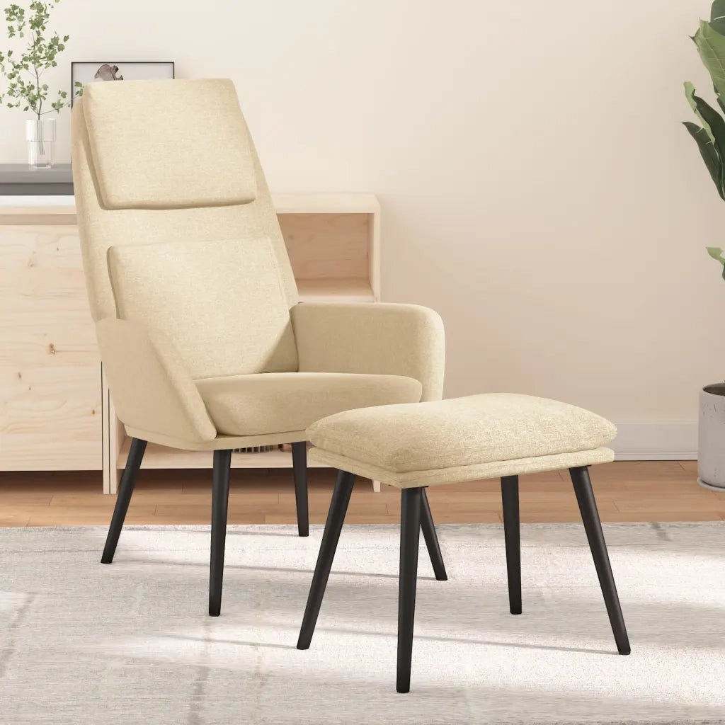 Poltrona Relax con Poggiapiedi Crema in Tessuto cod mxl 14399