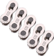 Kit di collegamento catena per bicicletta Allecto plus con 5 paia di giunti catena in acciaio - Accessori per bicicletta per biciclette a 6, 7, 8, 9, 10 velocità (10 velocità)