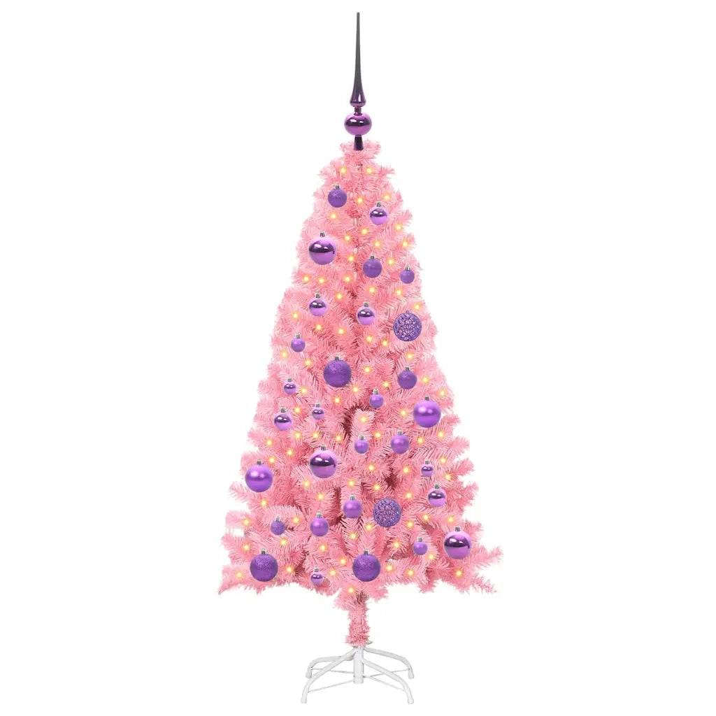 Albero di Natale con 150 LED con supporto Rosa 120 cm PVC 3396413