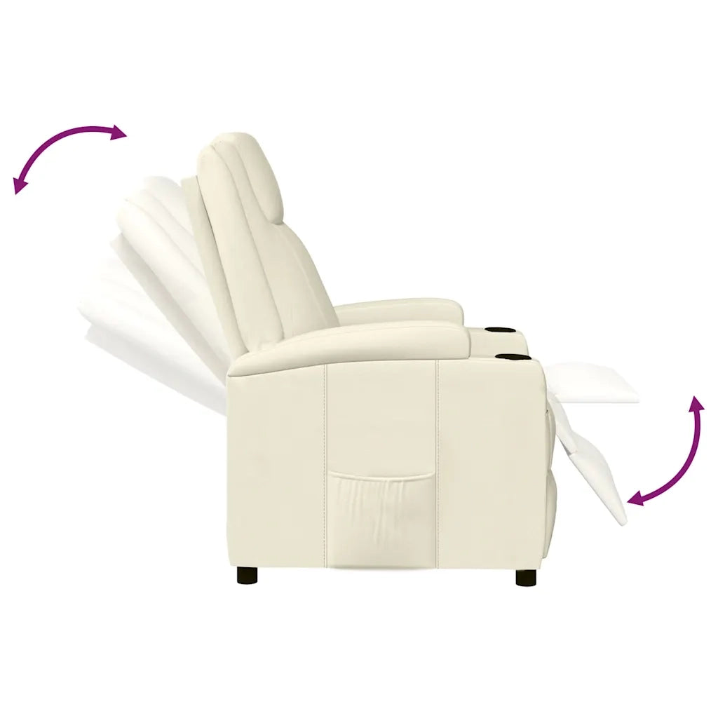 Poltrona Reclinabile Bianco Crema in Similpelle 340960