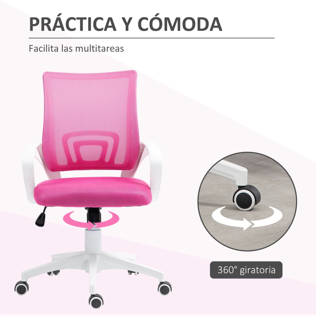 Sedia da ufficio girevole in rete con schienale regolabile e braccioli ¨C zephmum ¨C rosa