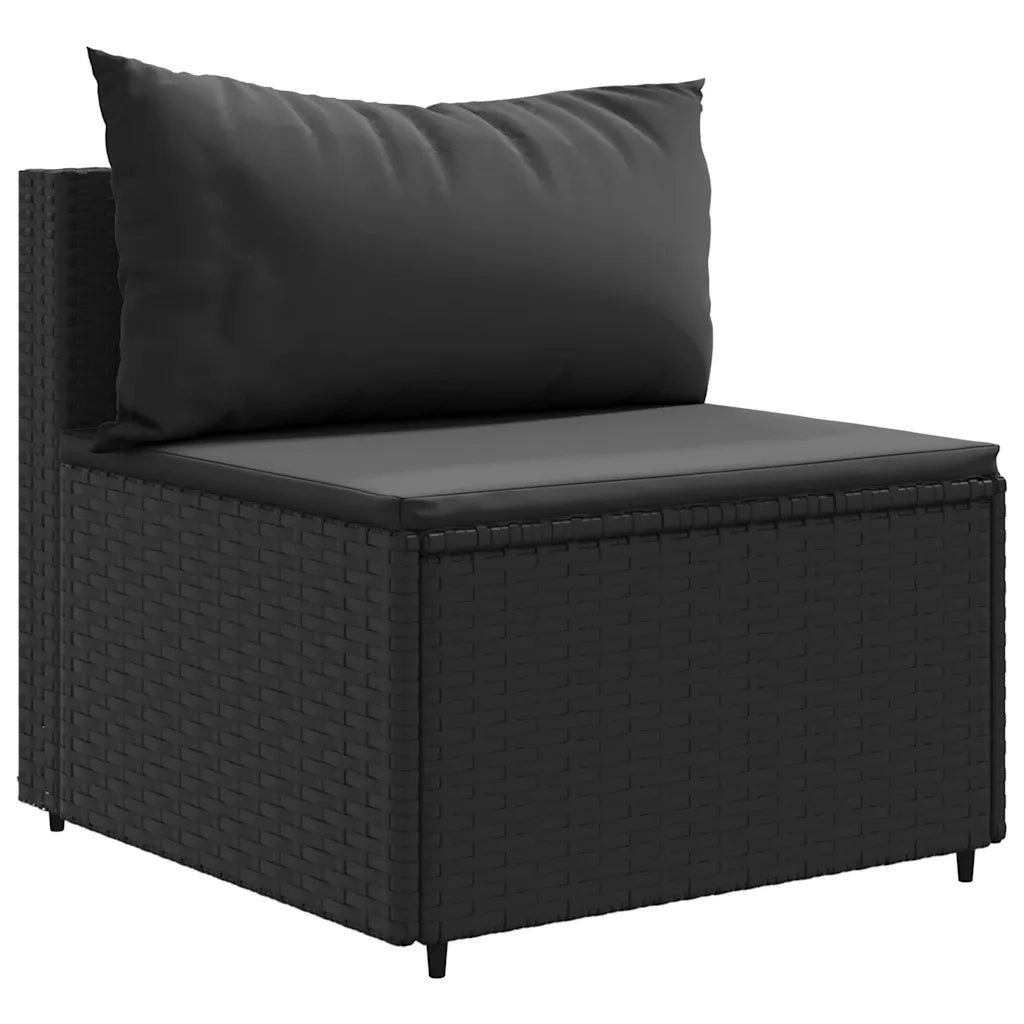 Set Mobili da Giardino 6 pz con Cuscini in Polyrattan Nero