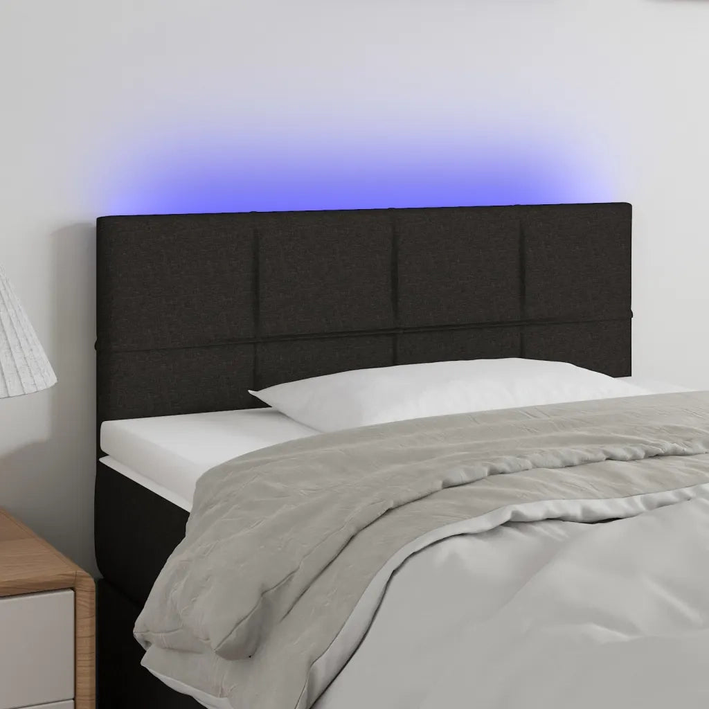 Testiera | Testata a LED Nera 90x5x78/88 cm in Tessuto