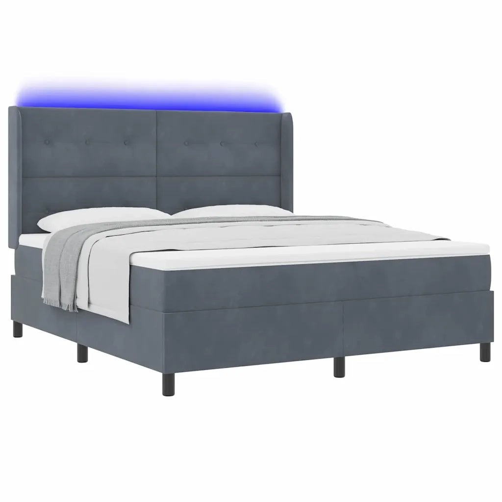 Letto a molle con materasso Grigio scuro 180 x 200 cm Velluto