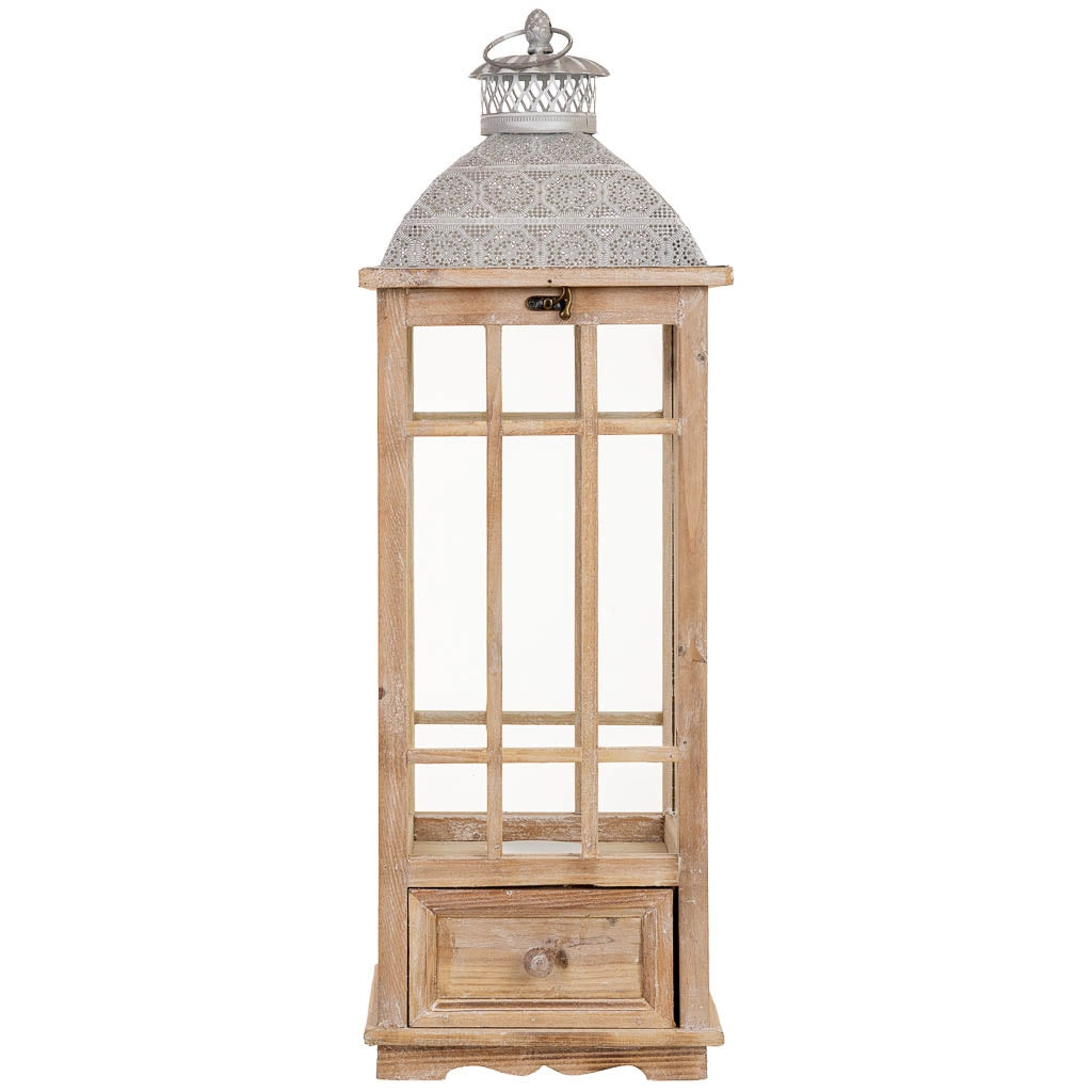 Lanterna in legno beige 23,5x23,5x69h cm