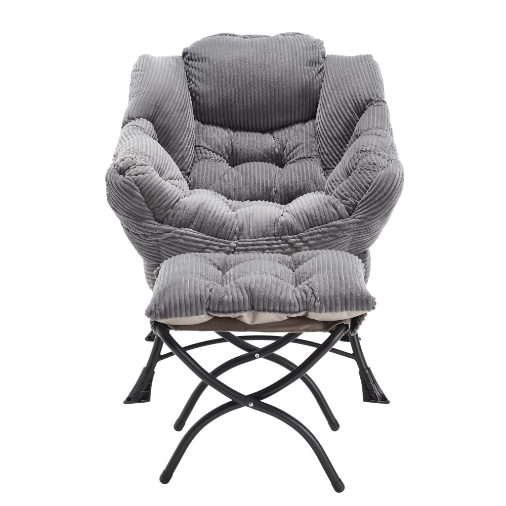 Poltrona con pouf e tasca laterale; seduta lounge ergonomica in acciaio grigio