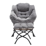 Poltrona con pouf e tasca laterale; seduta lounge ergonomica in acciaio grigio