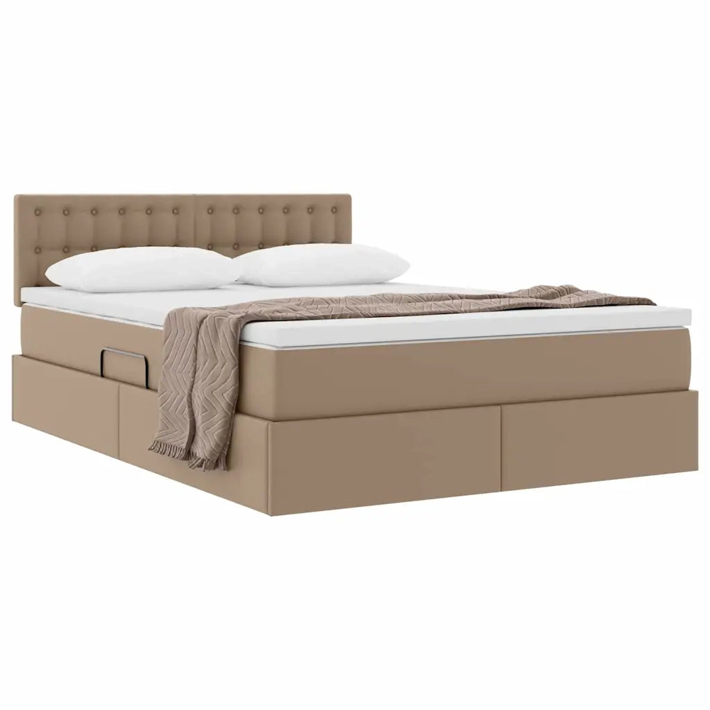 Letto con contenitore e materasso Cappuccino 140 x 200 cm