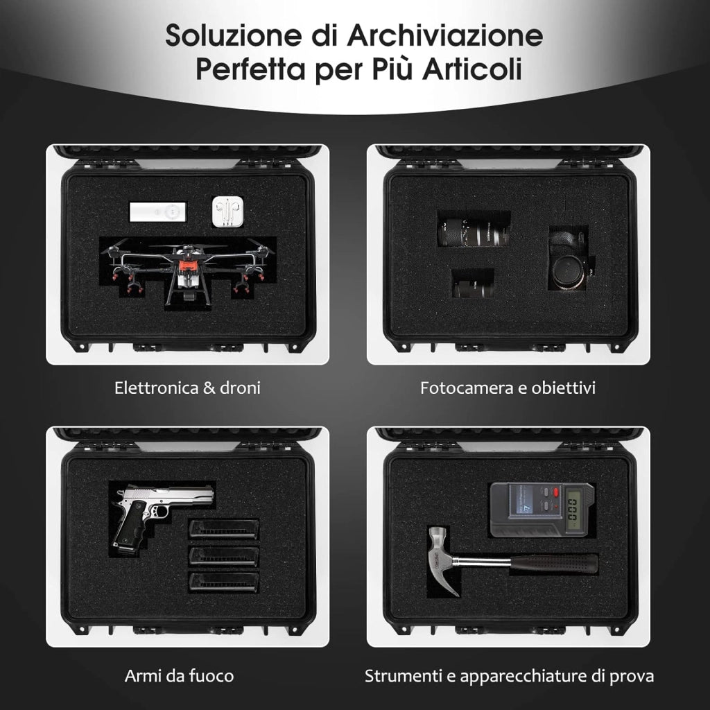 Valigetta per Macchina Fotografica Impermeabile, Custodia per Fotocamera con inserto in Schiuma Personalizzabile, Impermeabile IP66 e Antipolvere (56 x 44 x 22 cm)