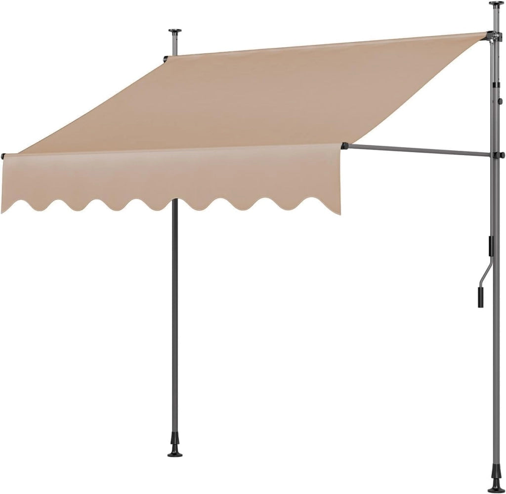 Tenda da Sole, Tenda da Balcone Avvolgibile a Barra Quadra con Manovella, Regolabile in Altezza, 300 x 120 cm, Beige