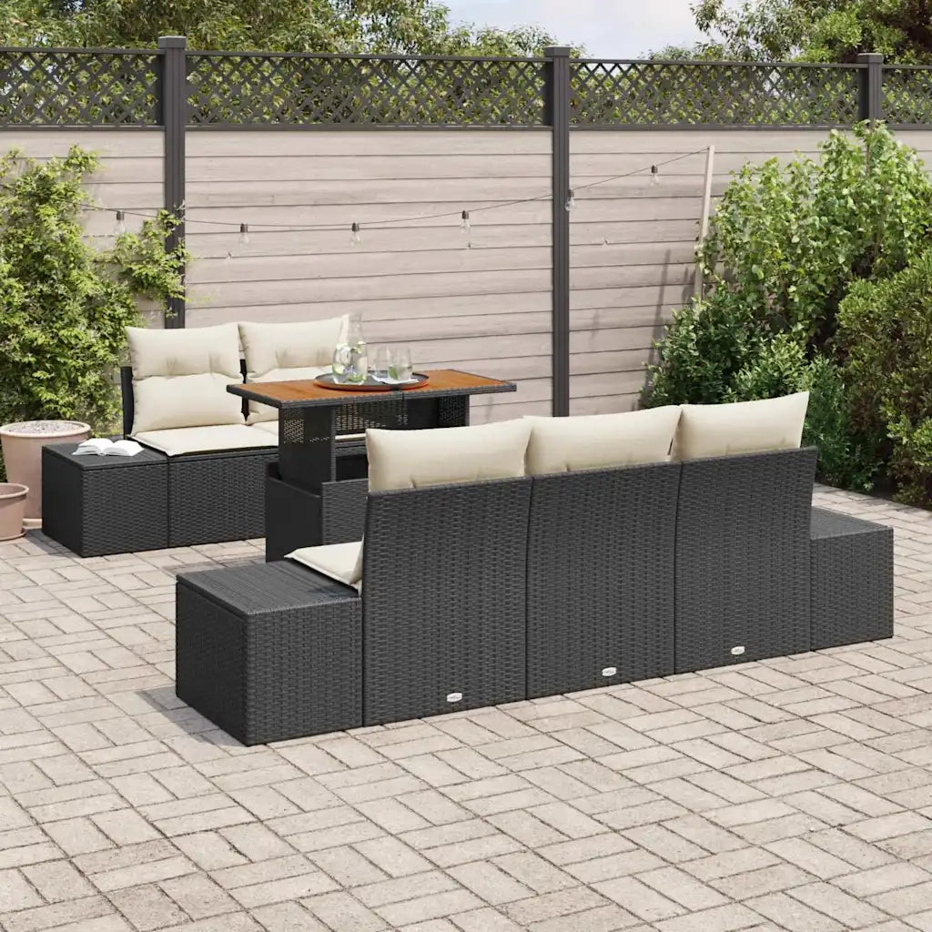 Set da Pranzo per Giardino con cuscino 6 pcs Nero e Crema 3349900