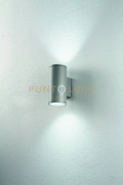 APPLIQUE PER ESTERNI JUBO 2 LUCI ATTACCO GU10 SILVER  H.21,5CM