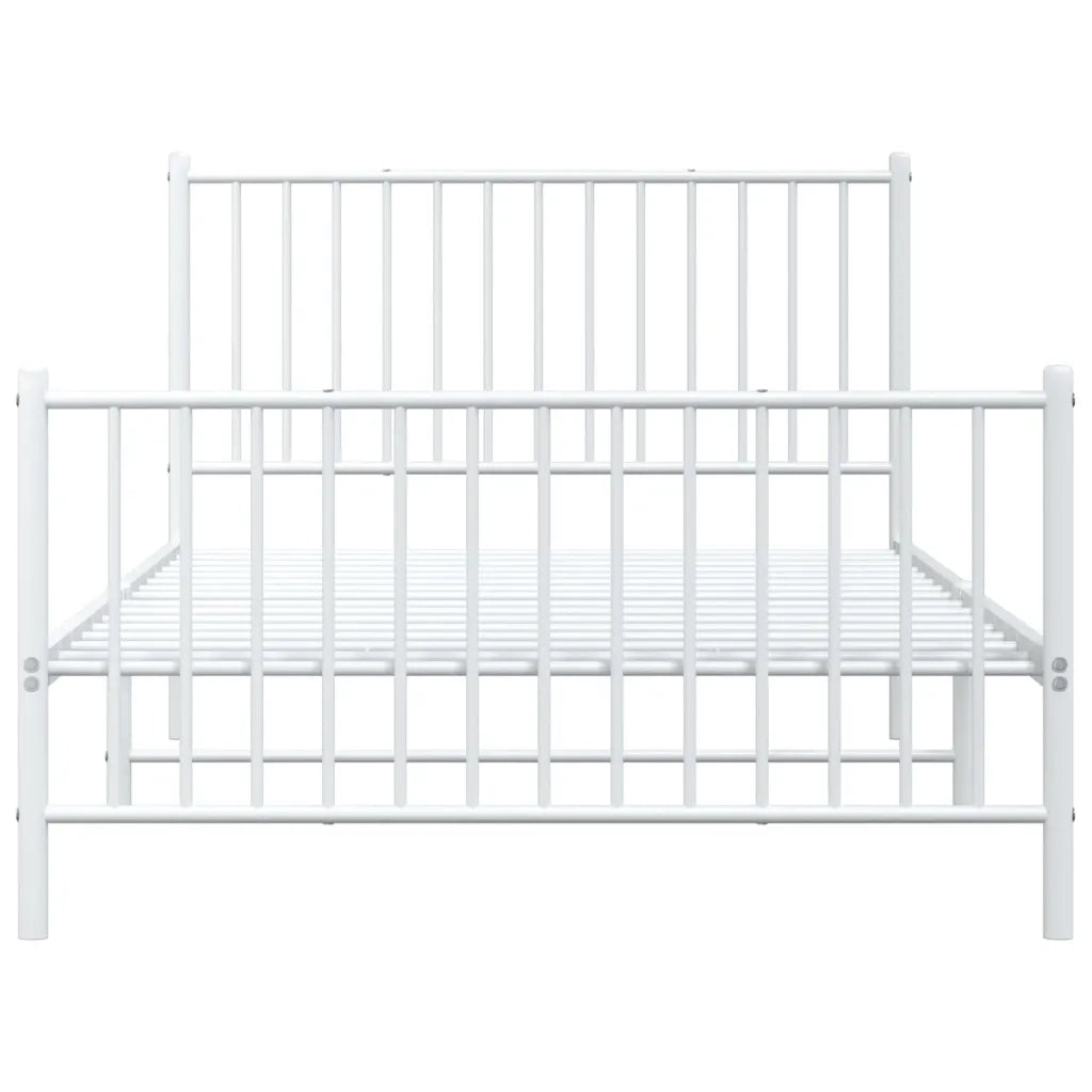 Letto singolo | Letto per adulti | Giroletto con Testiera e Pediera Metallo Bianco 107x203 cm