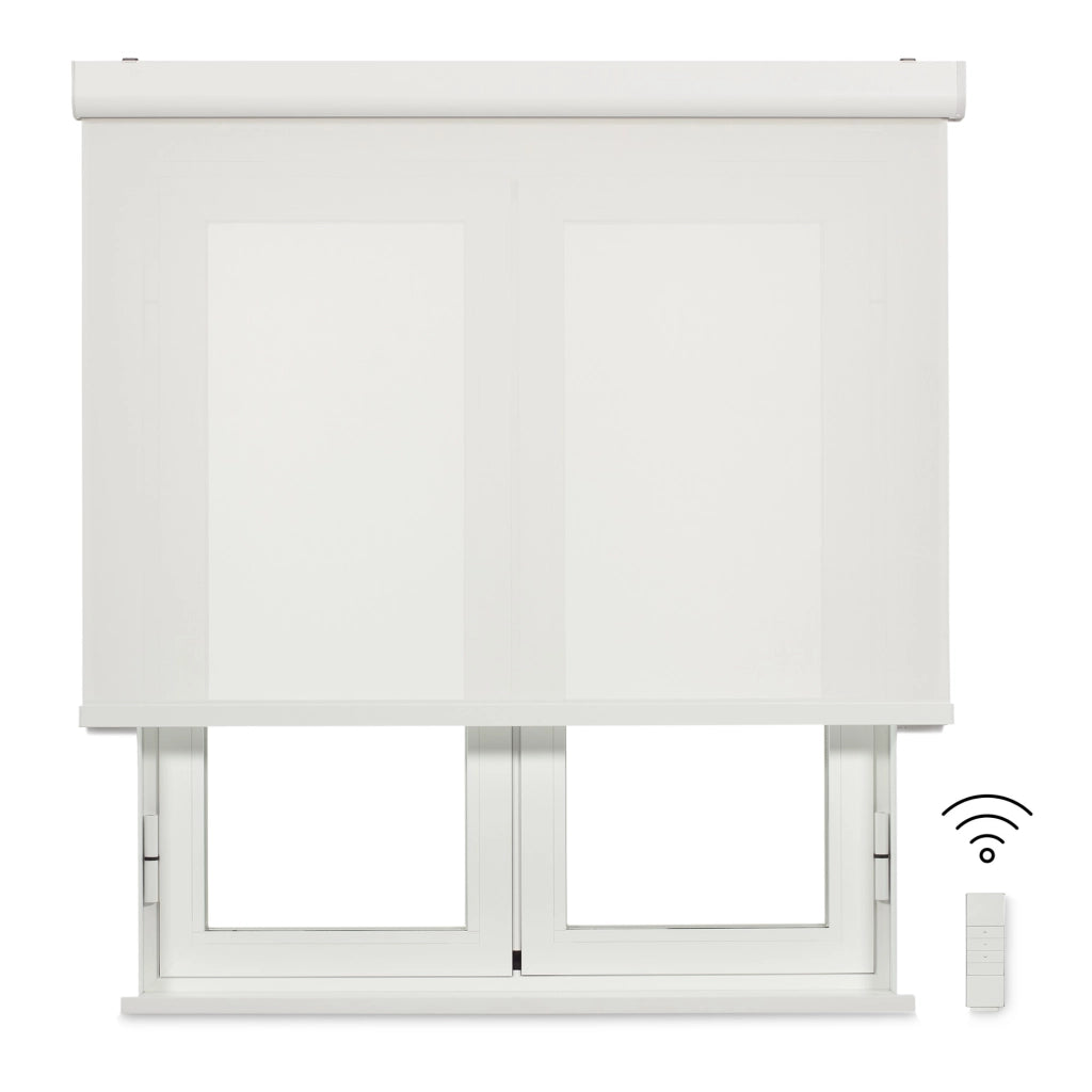 VIEWTEX Tenda a rullo motorizzata con cassetto Screen apertura 10% Bianco 120 X 190cm - Made in Spain - 5 anni di garanzia