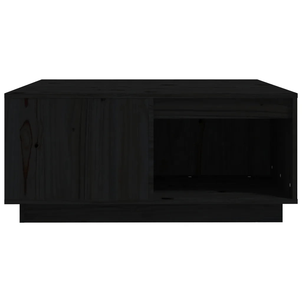 Tavolino da Salotto Nero 80x81x36,5 cm Legno Massello di Pino 814528