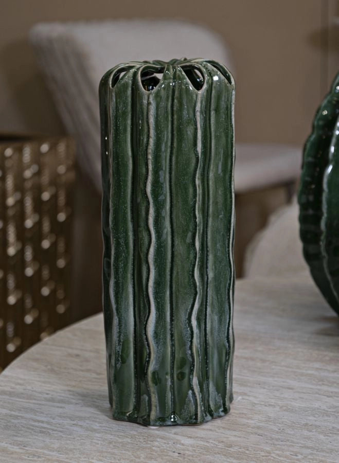 Vaso Cactus Tall Ø12x31,5 cm in Ceramica Verde