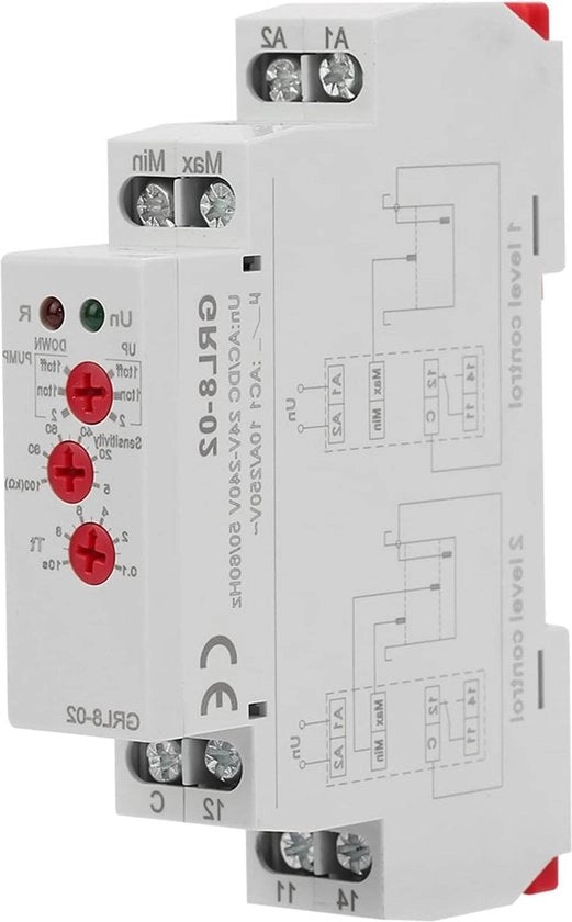 Regolatore di livello liquido GRL8-02 Regolatore di livello acqua - rilevamento livello liquido - 10A (AC-DC 24V-240V)