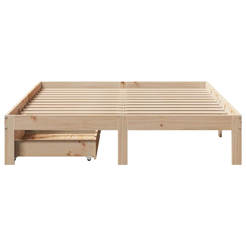 Giroletto con Cassetti 140x190 cm in Legno Massello di Pino