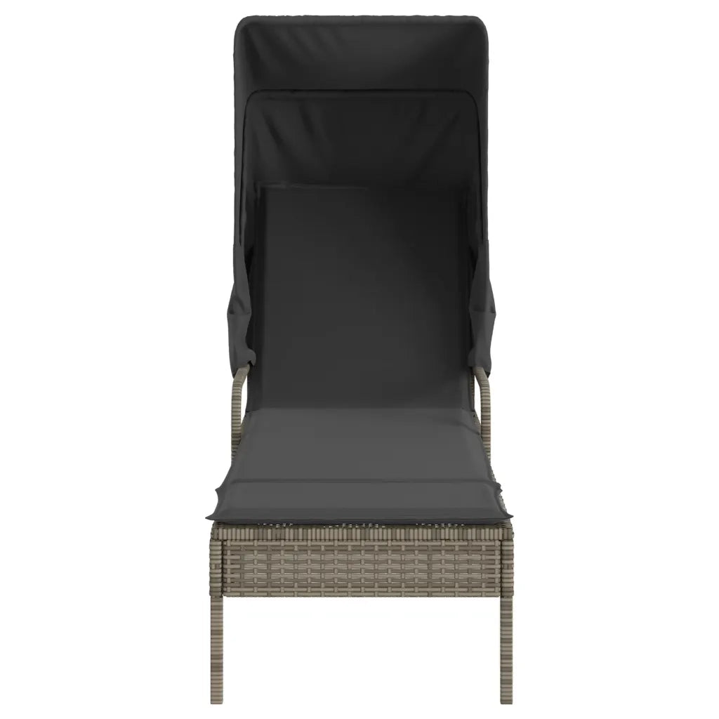 Lettini Prendisole 2 pz con Baldacchino e Tavolino Polyrattan 3261571