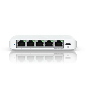 Ubiquiti switch usw-flex-2.5g-5 5 porte lan 2.5gbe poe+ gigabit di cui 1 porta input poe++ l2 - USW-FLEX-2.5G-5-EU