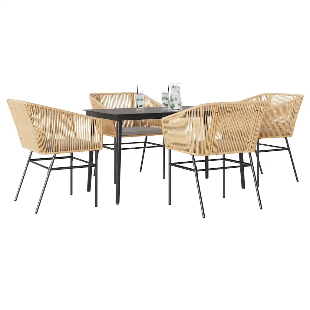 Set da Pranzo da Giardino 5pz con Cuscini Polyrattan Vetro 3334522