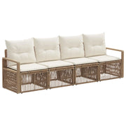 Set Divano da Giardino 4 pcs Beige polyrattan 3435636
