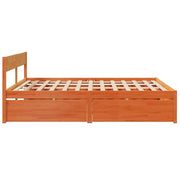 Letto senza Materasso Marrone Cera 200x200 cm in Legno di Pino