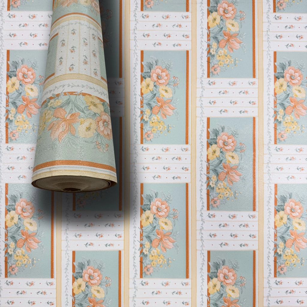 SUPER STOCK  al mq  - Rotolo da 5,2mq (10x0,52mt) di Carta da Parati vinilica Top Quality lavabile BOUQUET VERDE