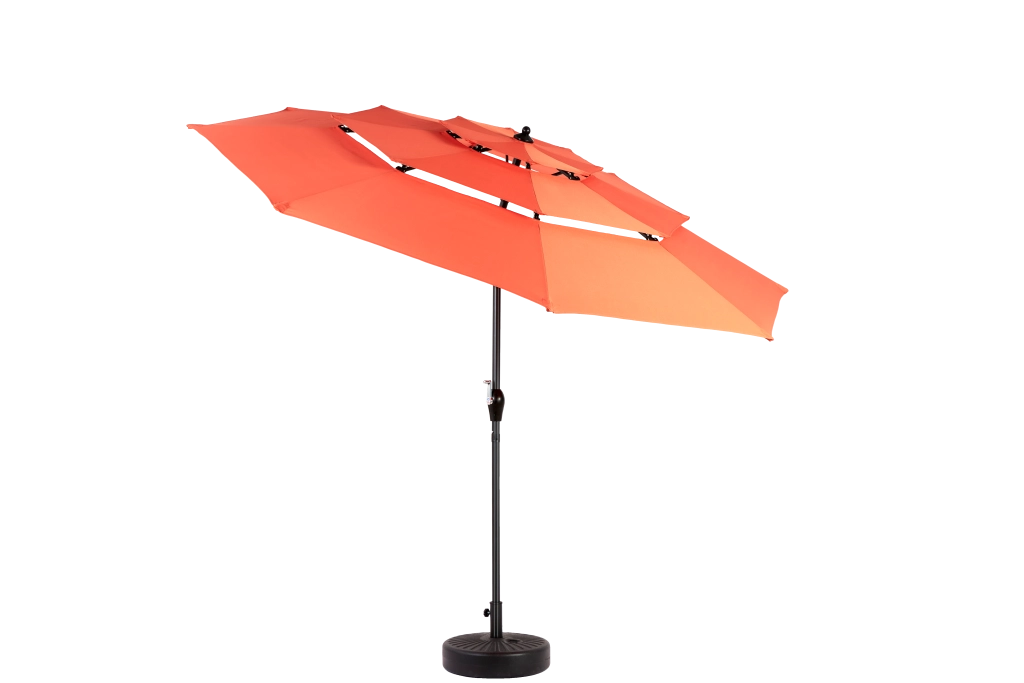 Ombrellone in alluminio a 3 livelli con inclinazione automatica, 3 metri (arancione) (senza base)