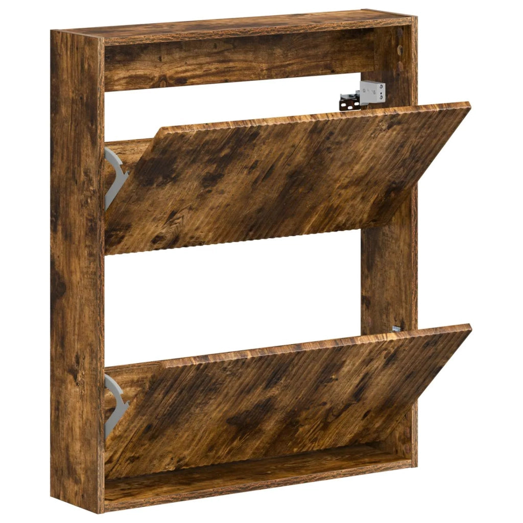 Mobiletto per Scarpe da Muro ARNHEM 71 x 17 x 86 cm Rovere Fumo 896640