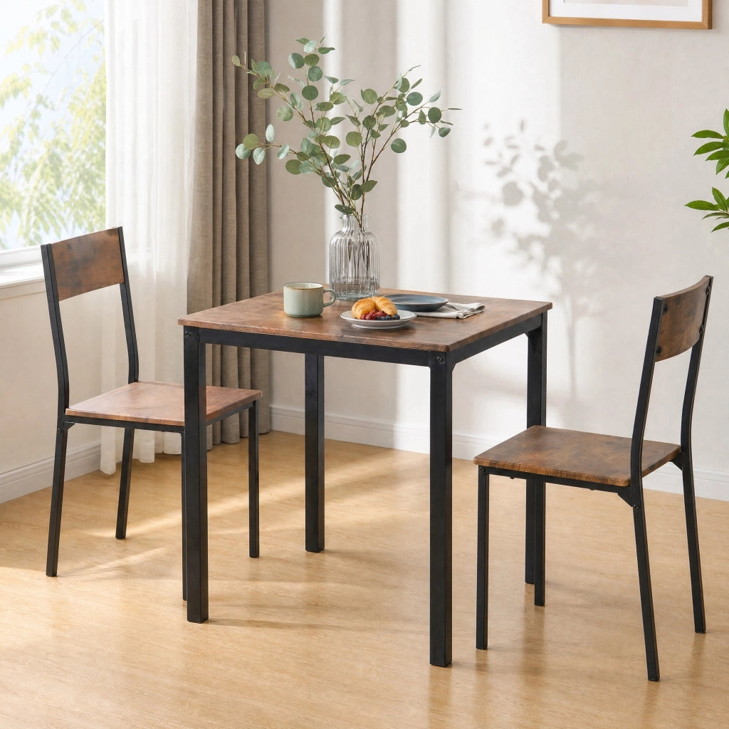 Set tavolo da pranzo con 2 sedie marrone, 70 x 70 cm