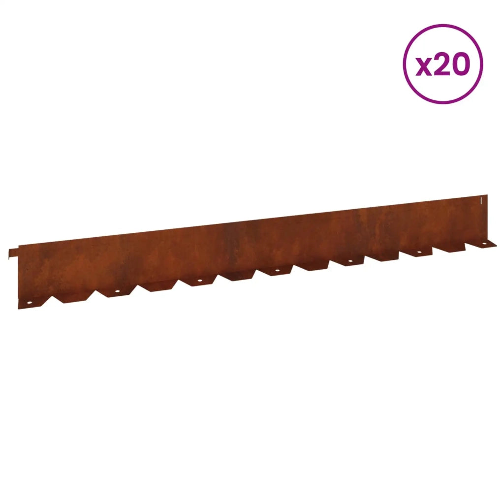Bordura per Prato 20 pcs 102 x 10 x 4 cm Acciaio Ruggine 8008761