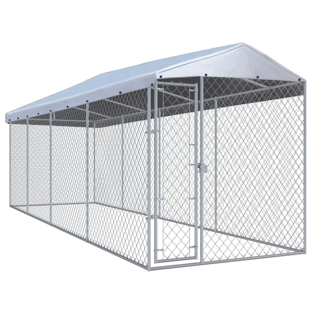 Recinto per animali da esterno per cani con tettoia 760 x 190 x 225 cm 02_0000456