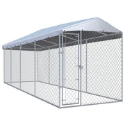 Recinto per animali da esterno per cani con tettoia 760 x 190 x 225 cm 02_0000456