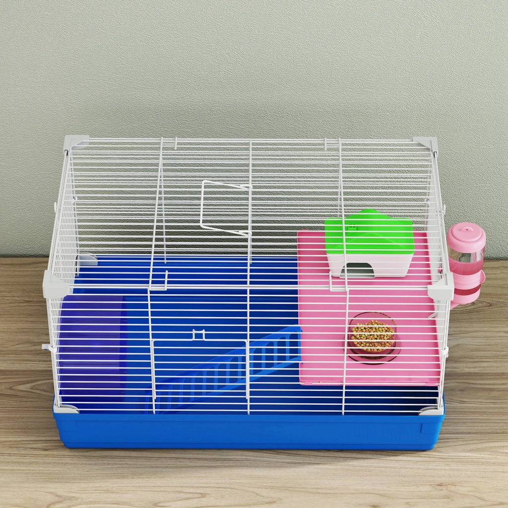Casetta per Criceti con Ruota da Esercizio ¨C Zephmum ¨C 47x30x27 cm Blu