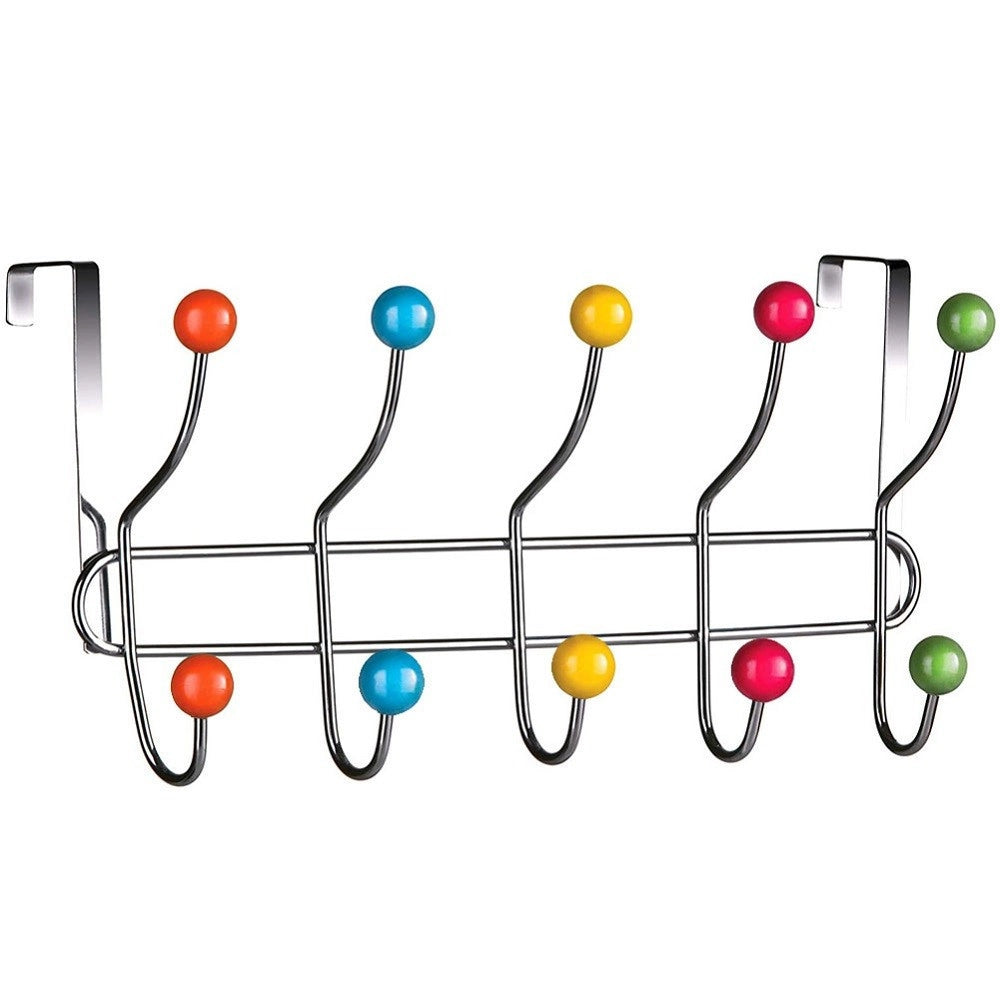 Trade Shop - Appendiabiti Da Porta Con 10 Ganci E Pomelli Multicolore Gancio Dietro Porta -