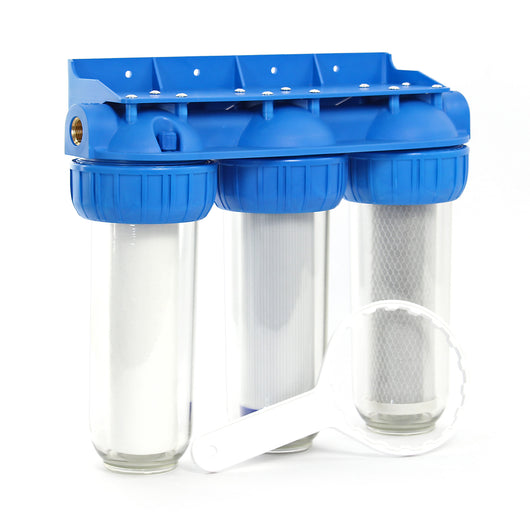 Naturewater Filtro dell'acqua a 3 livelli NW-BR10B4, con cartucce filtranti da 254 mm, attacco tubo 32,89 mm
