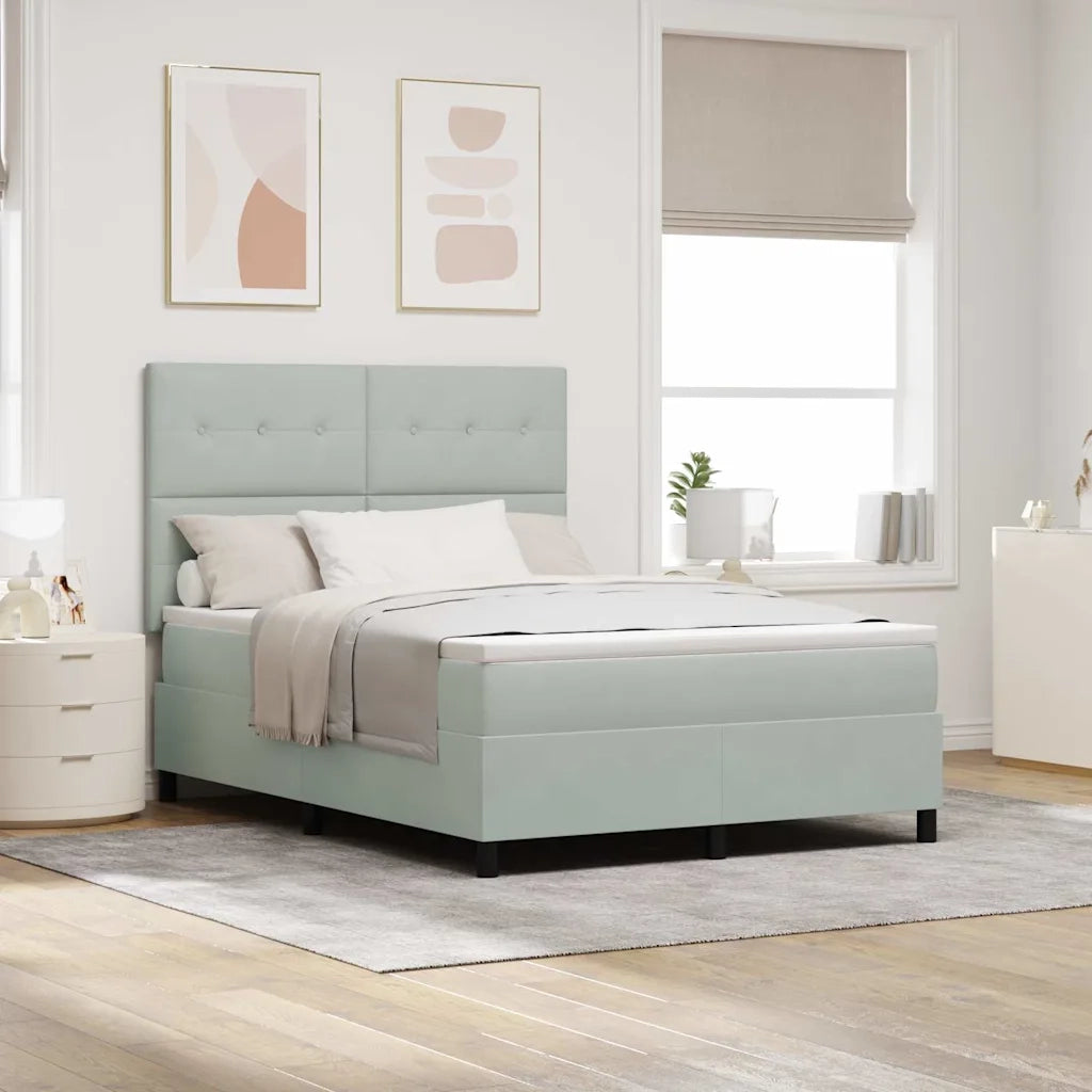 Letto a Sorgente LED Grigio chiaro 160 x 200 cm Tessuto