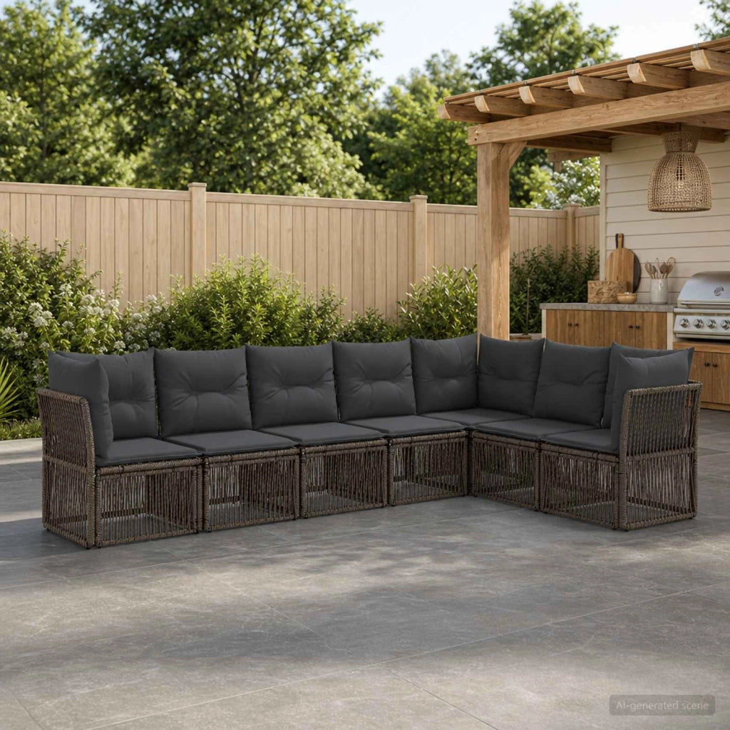 Set Divano da Giardino 7 pz Grigio polyrattan 3434234